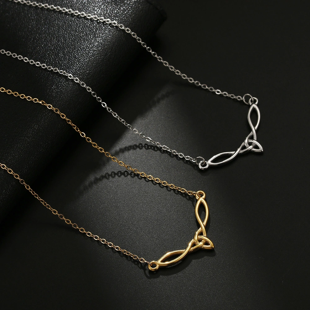 Korean Simple Stainless Steel Cast Geometric Woven Celtic Knot Pendant