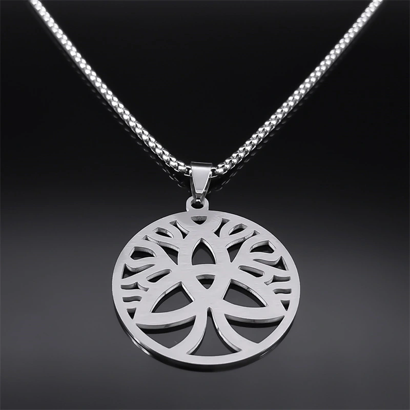 Beautiful Tree Of Life Devil Trinity Knot Stainless Steel Necklace