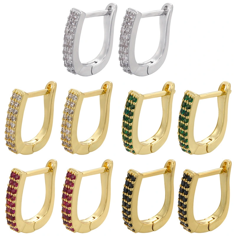 Micro-inlaid Colorful Crystals Ear Clip Horseshoe