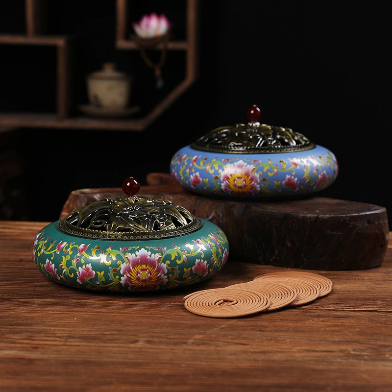 Indoor Simple Enamel Ceramic Lotus Incense Burner