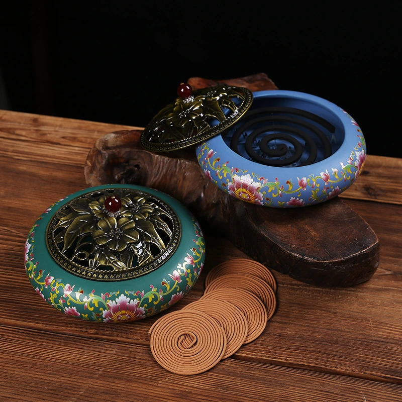 Indoor Simple Enamel Ceramic Lotus Incense Burner