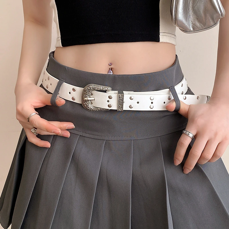 Retro Silver Alloy Buckle Belt Women's All-matching