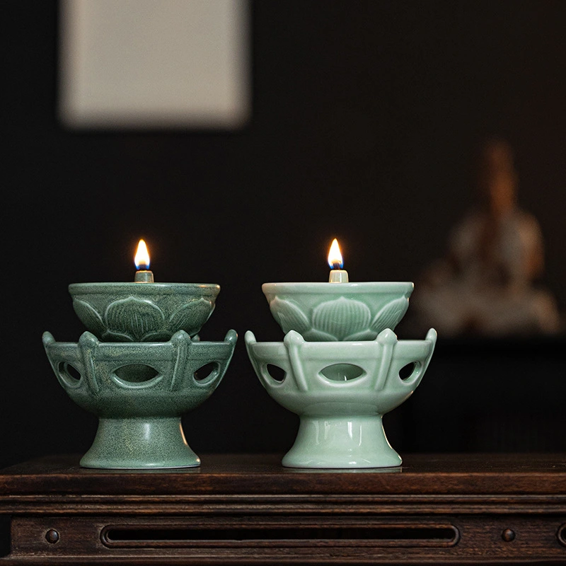 New Chinese Ceramic Decoration Household Buddha's Sanctuary Lamp