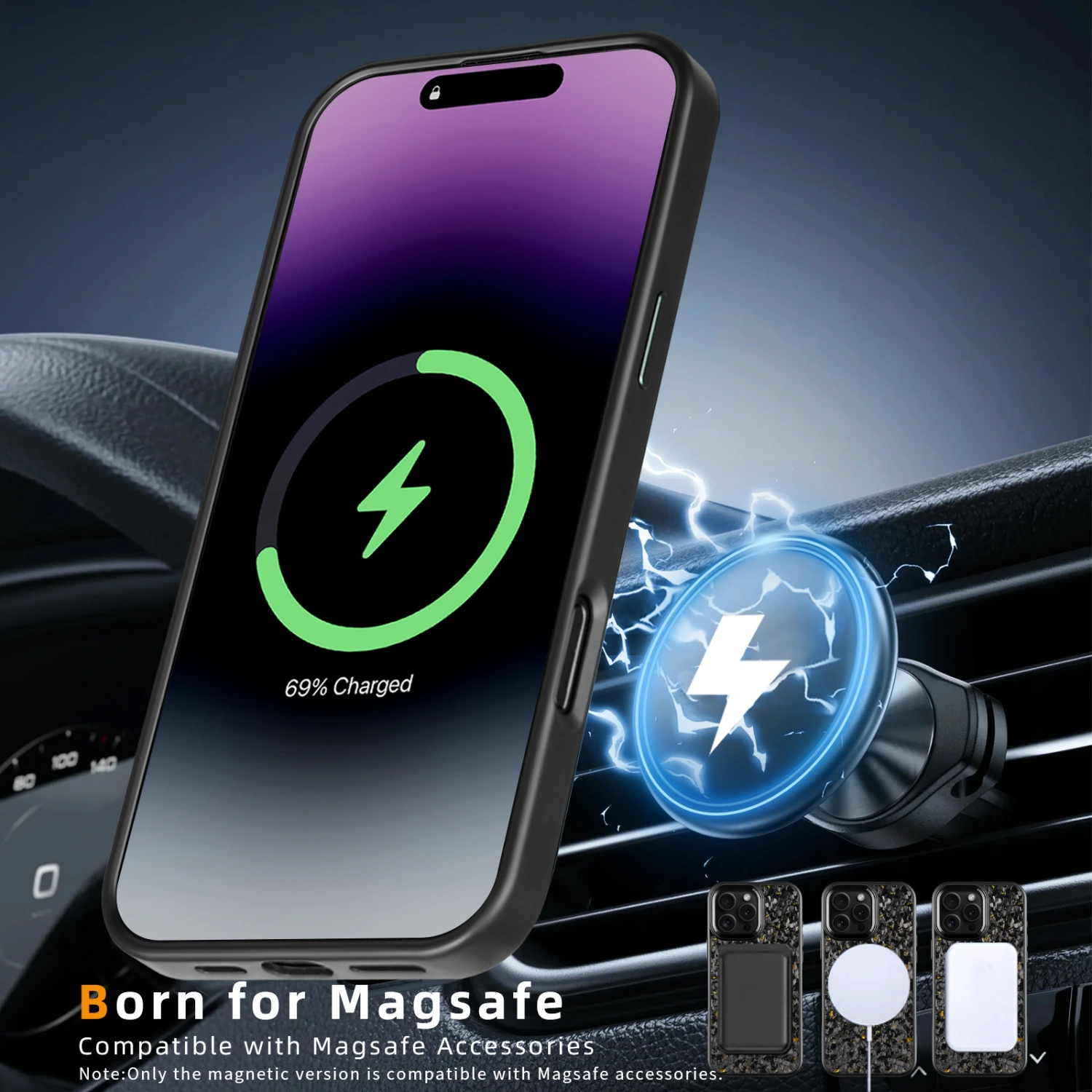 Black Metal Frame Phone Case Forged Carbon Fiber