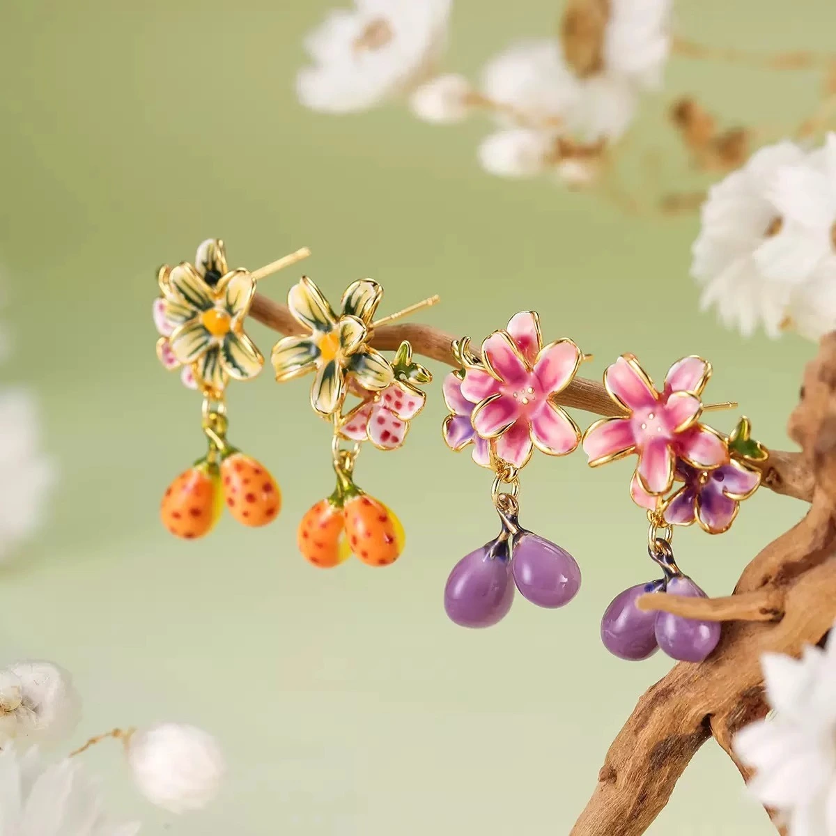 Oil Dripping Enamel Purple Graceful Earrings