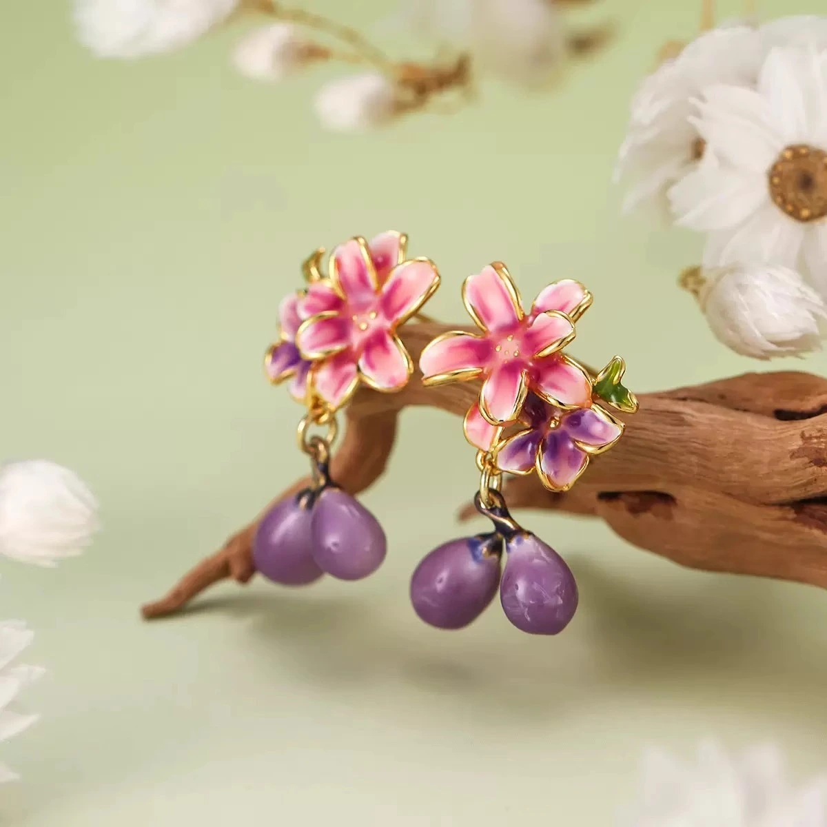 Oil Dripping Enamel Purple Graceful Earrings