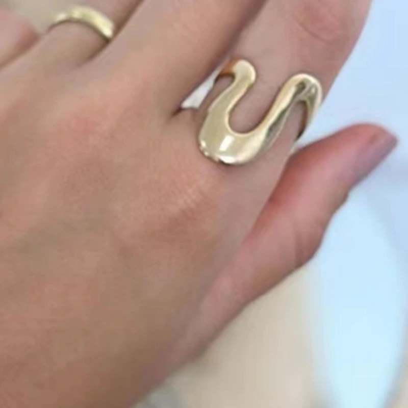 Curve Ring Titanium Steel Plated 18K Gold