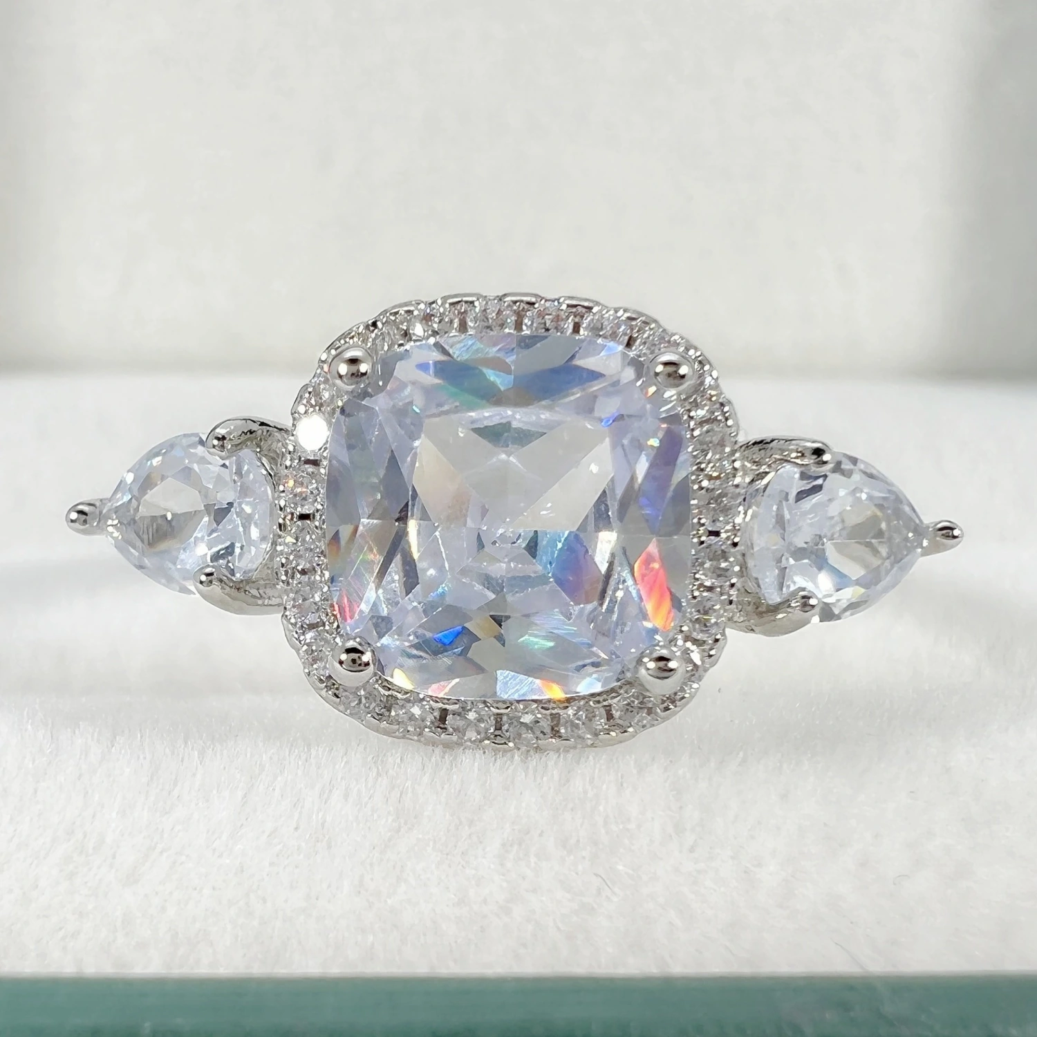 Square Diamond Color Crystal Ring