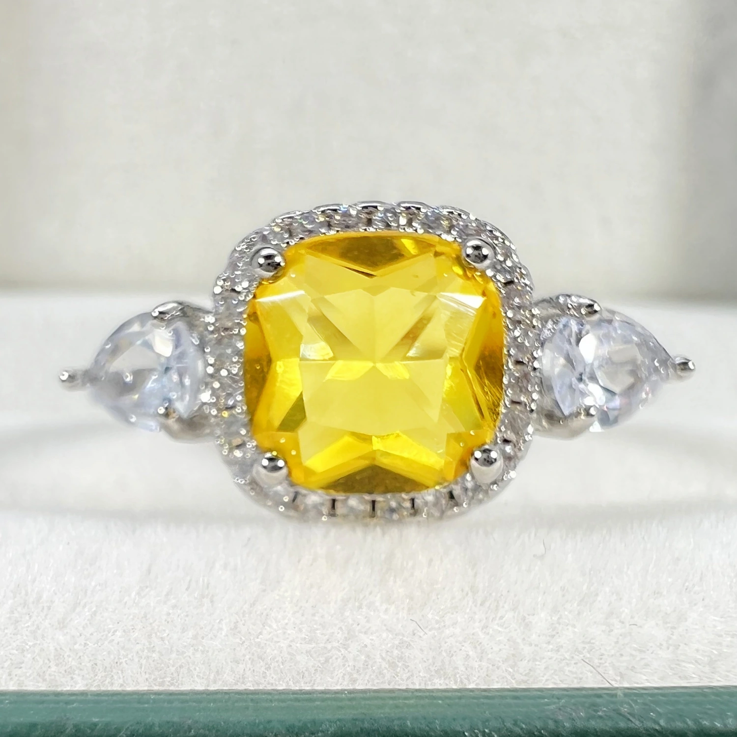 Square Diamond Color Crystal Ring