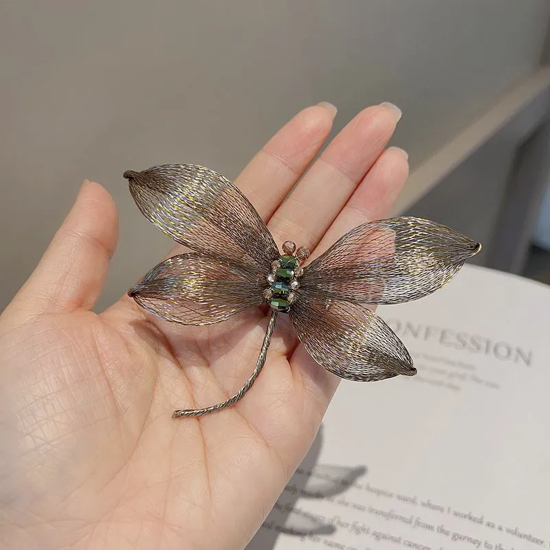 Retro High-grade Gradient Two-color Brooch Dragonfly Elegant