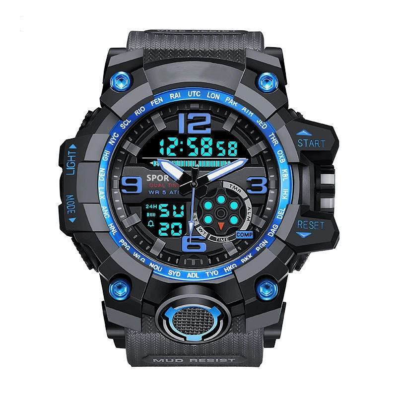 Men's Waterproof Sports Electronic Watch Dual Display Large