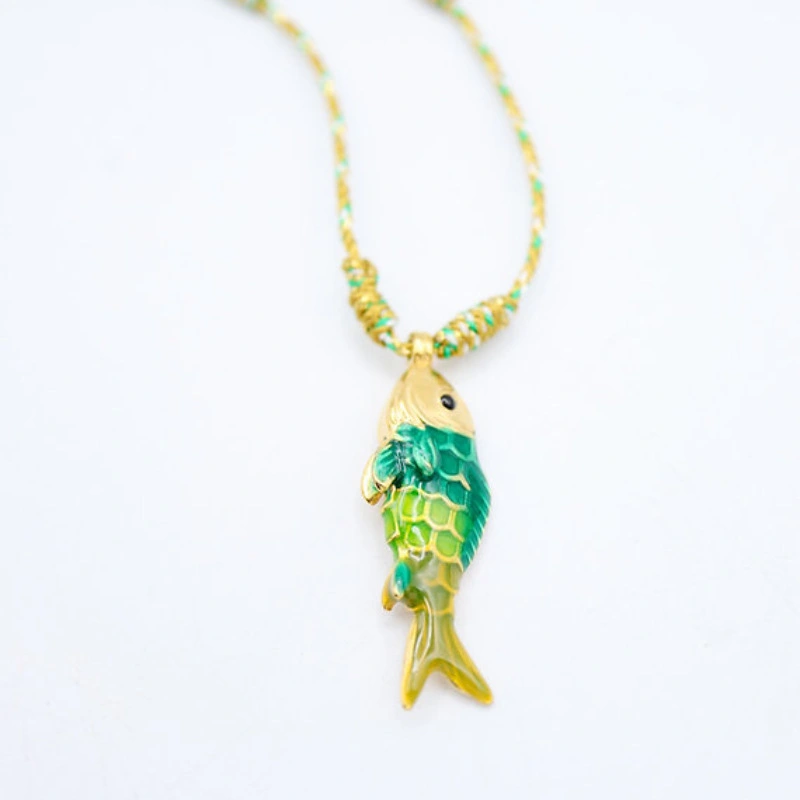 Ocean Fish Stainless Steel Pendant Colorful Ropes Necklace