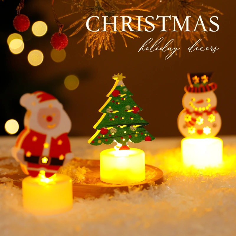 LED Electronic Candle Lights Christmas Trees Santa Claus Snowmen Creative Candles Small Night Lights Home Decorative Ornaments