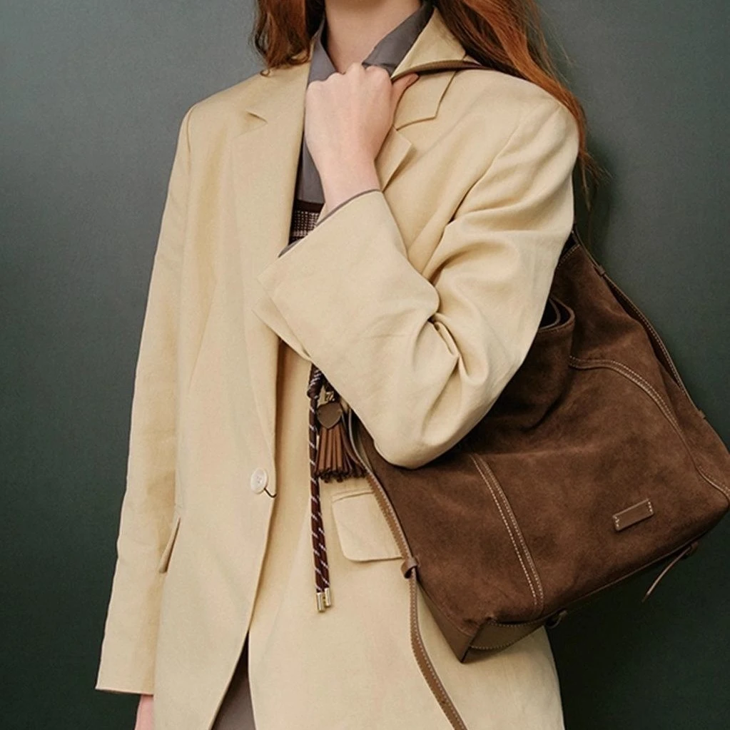 Autumn And Winter Leisure Commuter Large Capacity Deerskin Velvet Vintage Portable Crossbody Tote Bag
