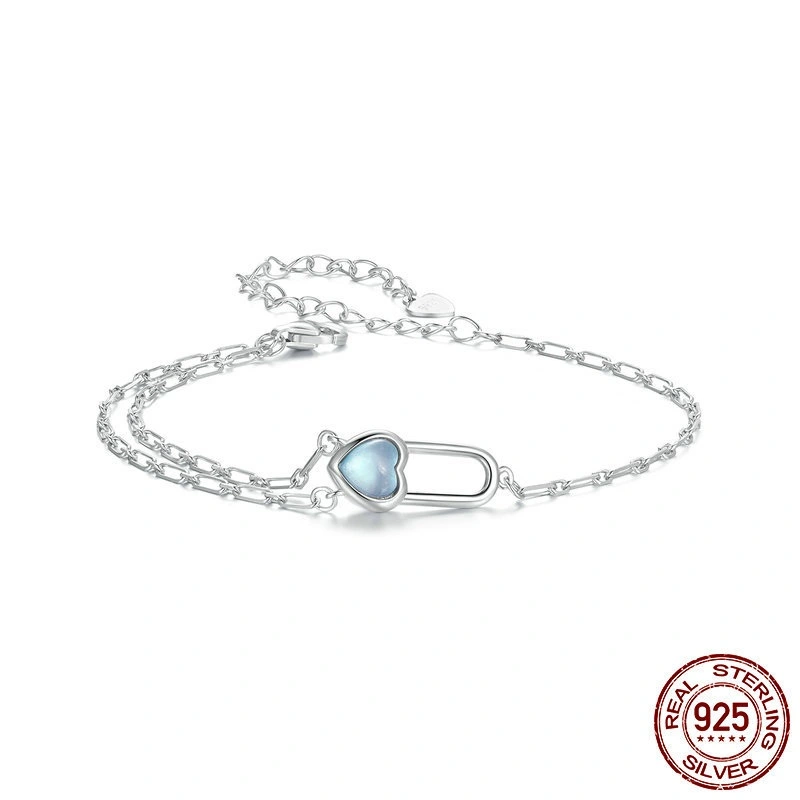 Romantic Heart-shape Lock S925 Sterling Silver Bracelet Jewelry