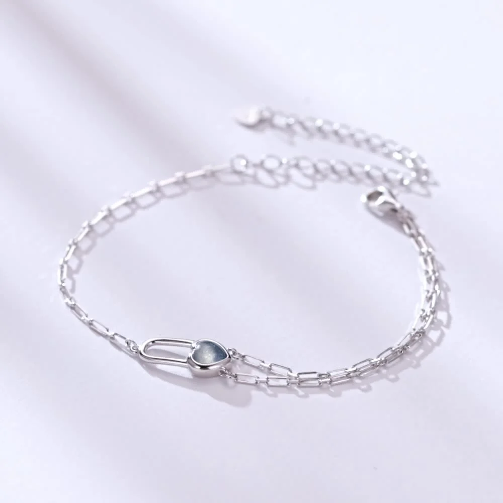 Romantic Heart-shape Lock S925 Sterling Silver Bracelet Jewelry