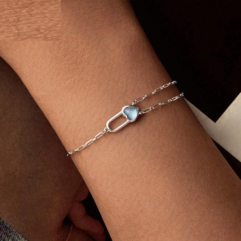 Romantic Heart-shape Lock S925 Sterling Silver Bracelet Jewelry