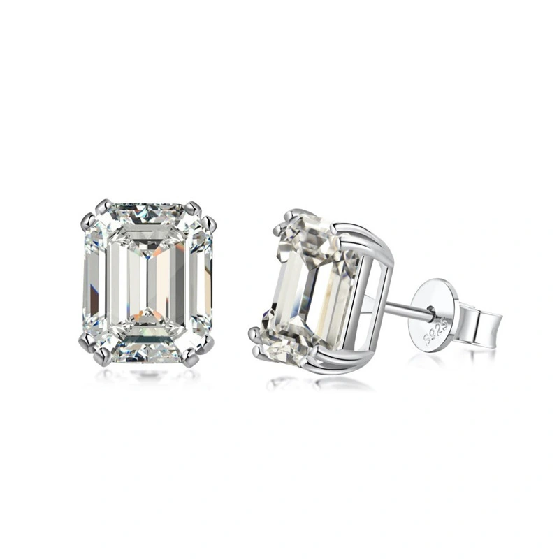 Zircon Inlaid Geometric Heart Shape White Diamond Women's Earrings