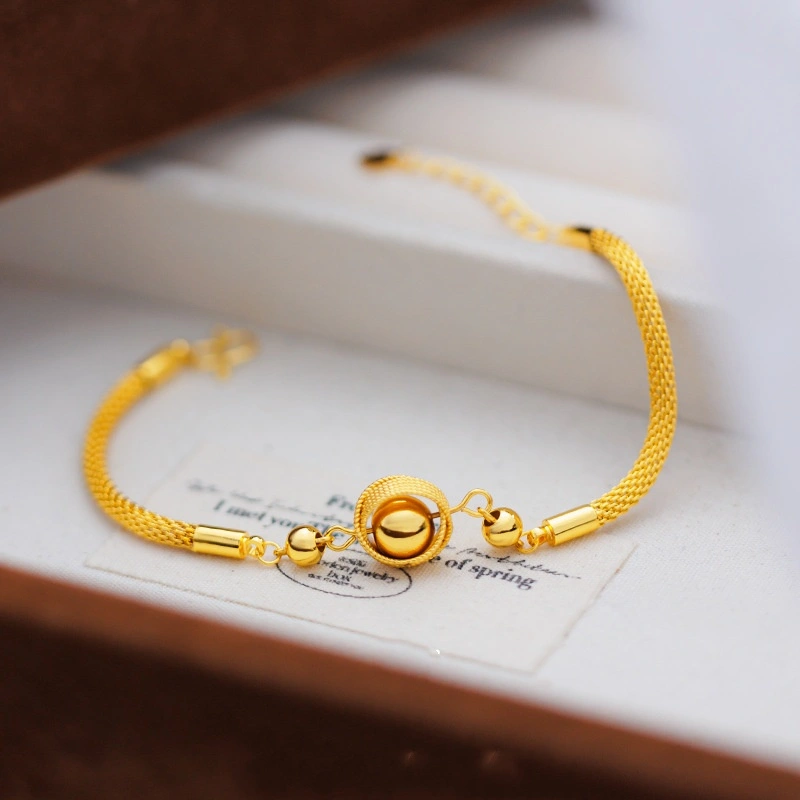 Alluvial Gold Woven Bird's Nest Lucky Beads Bracelet