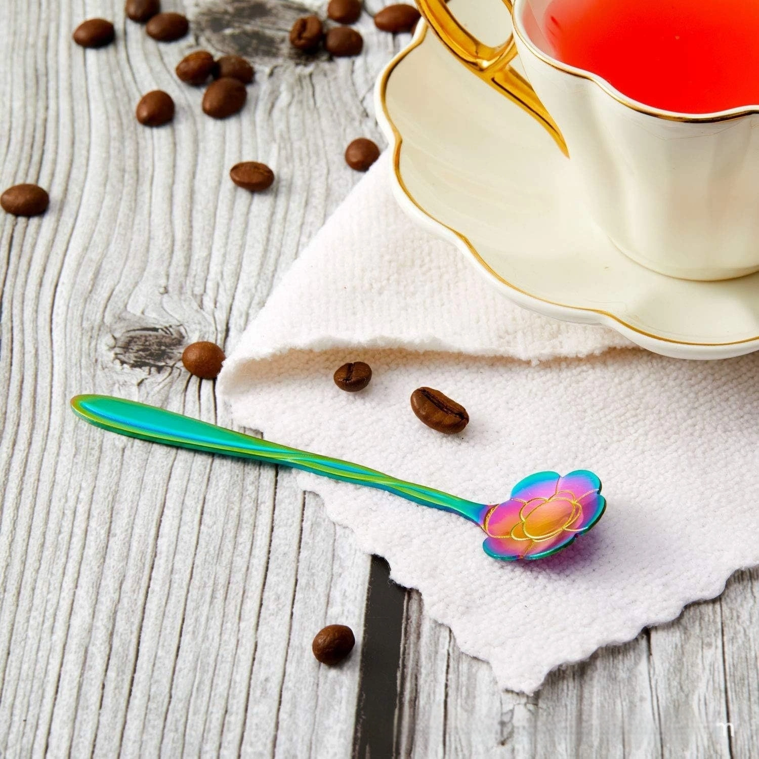Stainless Steel Flower Japanese Coffee Dessert Rose Spoon