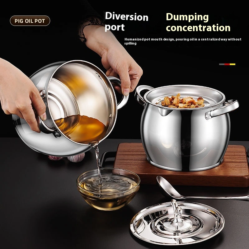 Household High Temperature Resistant Large Capacity Stainless Steel Lard Jar