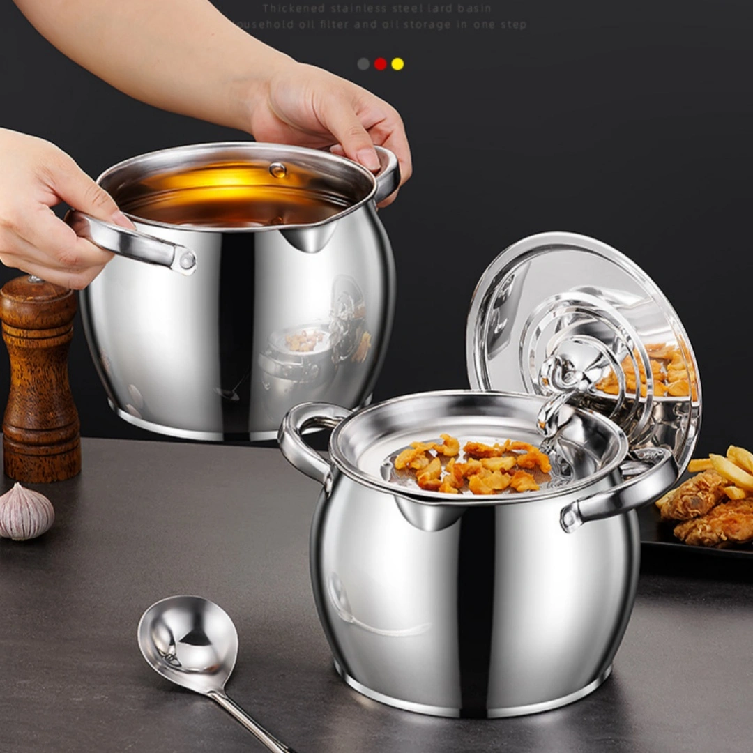 Household High Temperature Resistant Large Capacity Stainless Steel Lard Jar