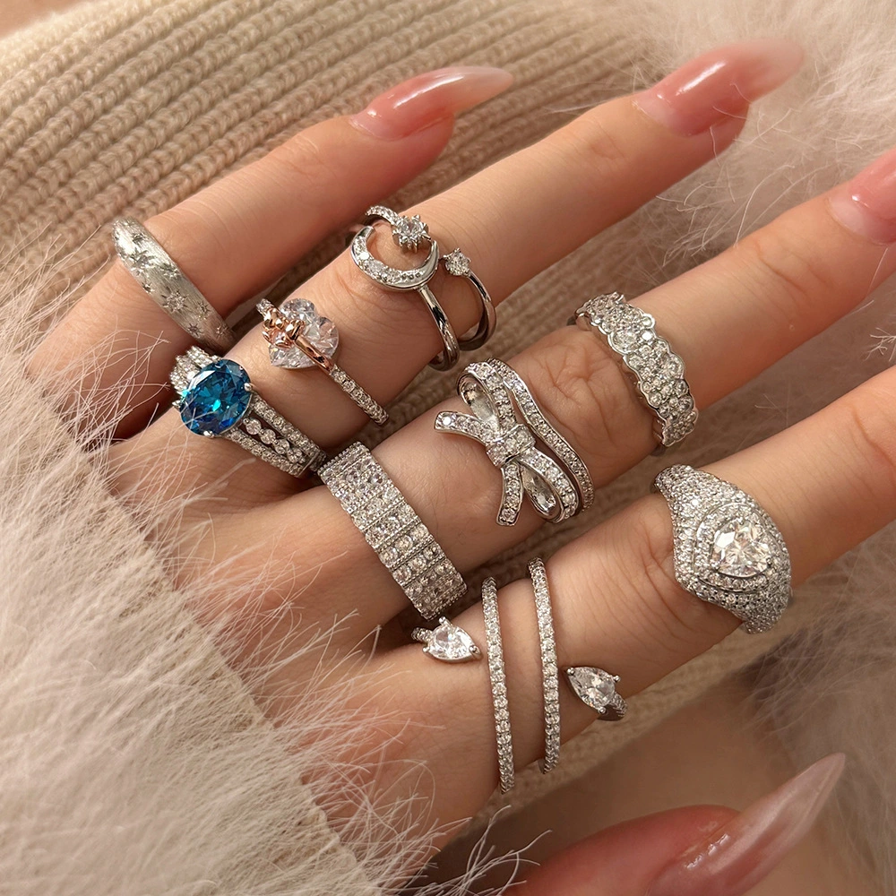 European And American S925 Sterling Silver Ring Female Bow Love