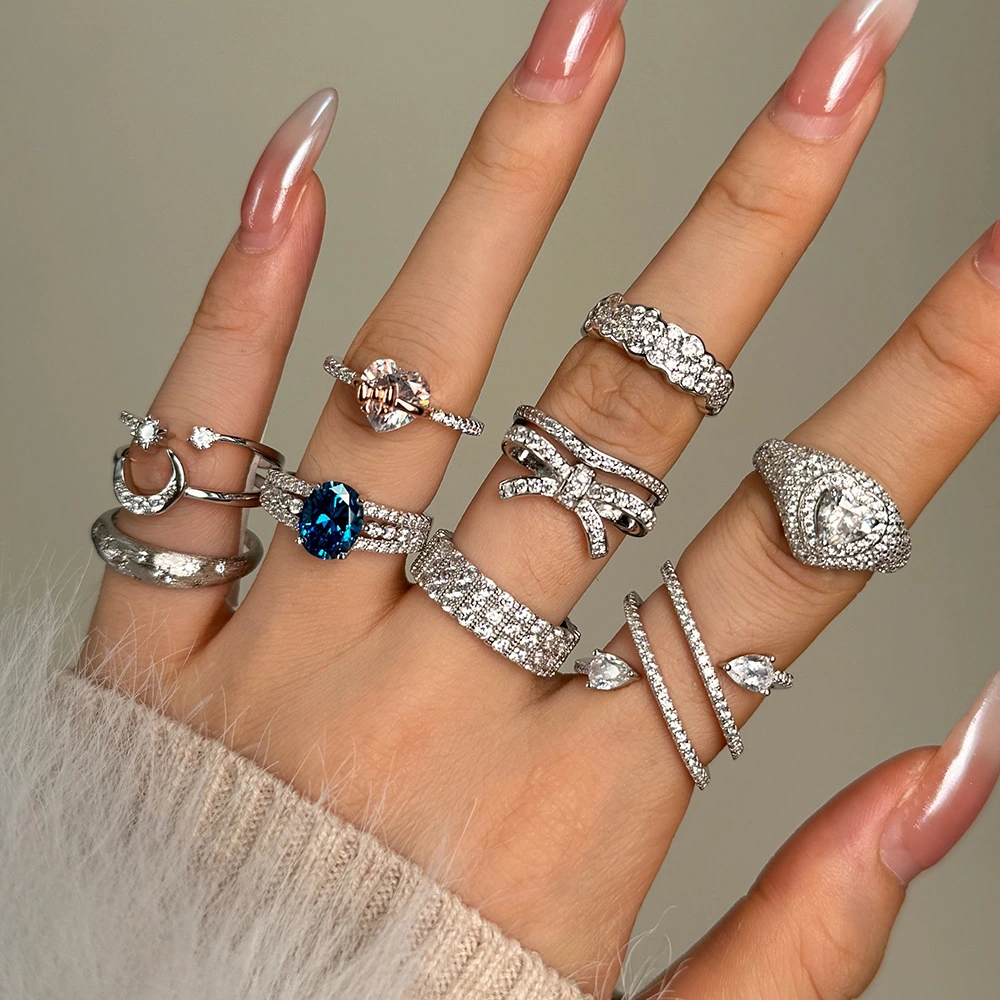 European And American S925 Sterling Silver Ring Female Bow Love