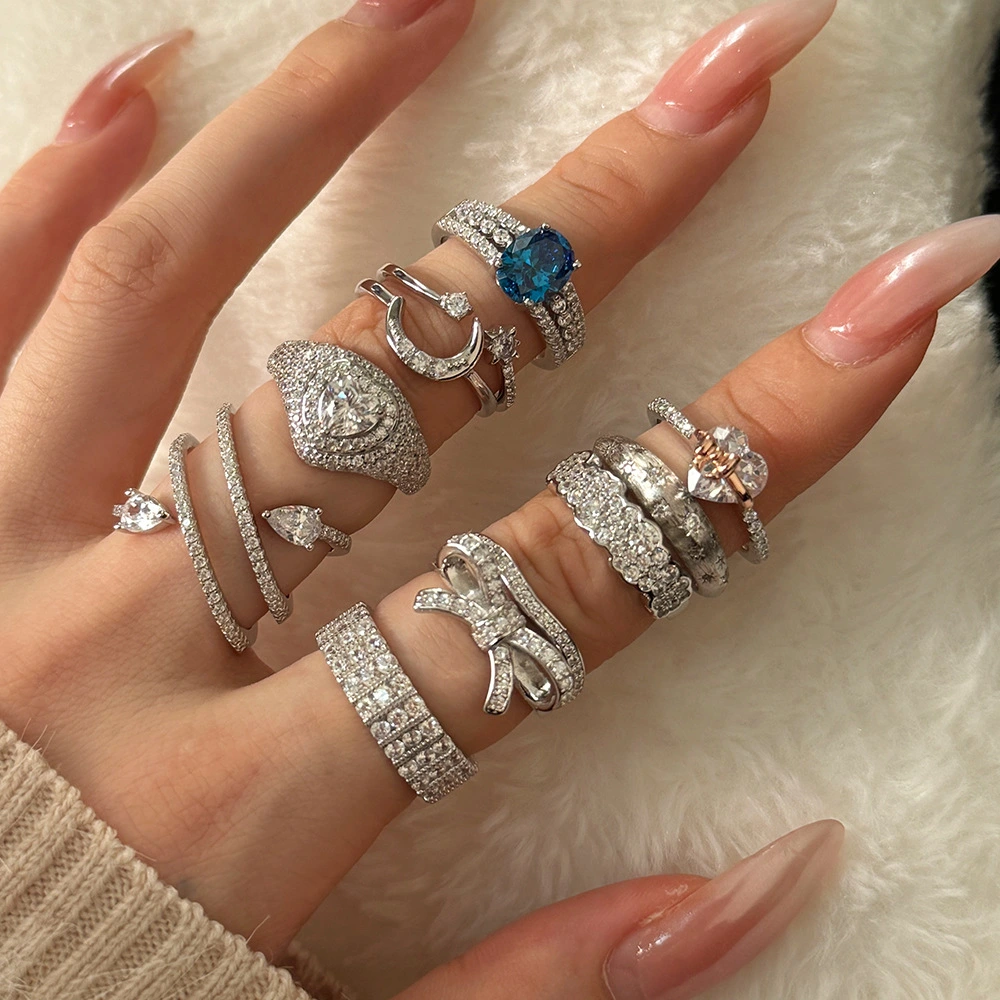 European And American S925 Sterling Silver Ring Female Bow Love