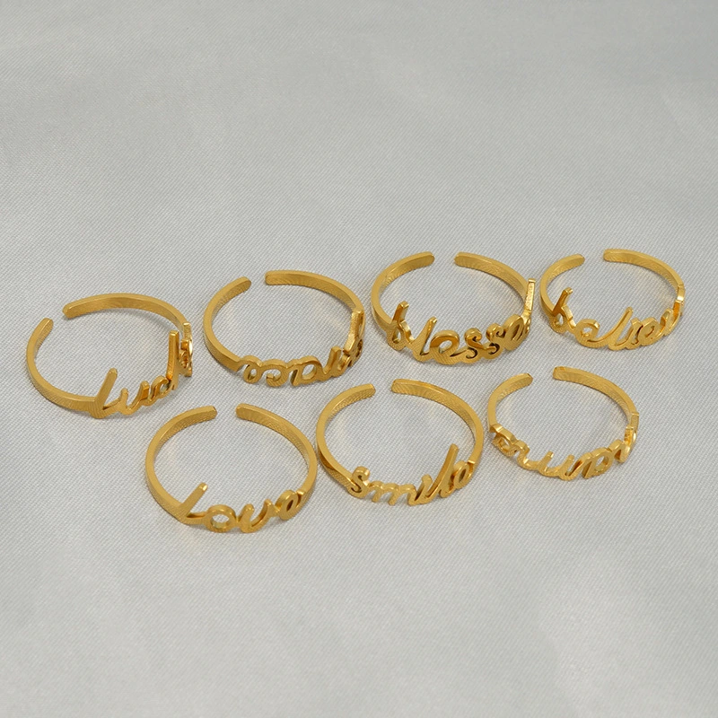 New Stainless Steel English Letters Ring