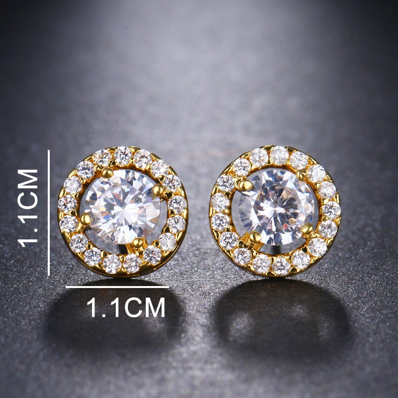 Manifold Simple Round Zircon Inlaid Clavicle Chain Necklace Earrings Two-piece Set