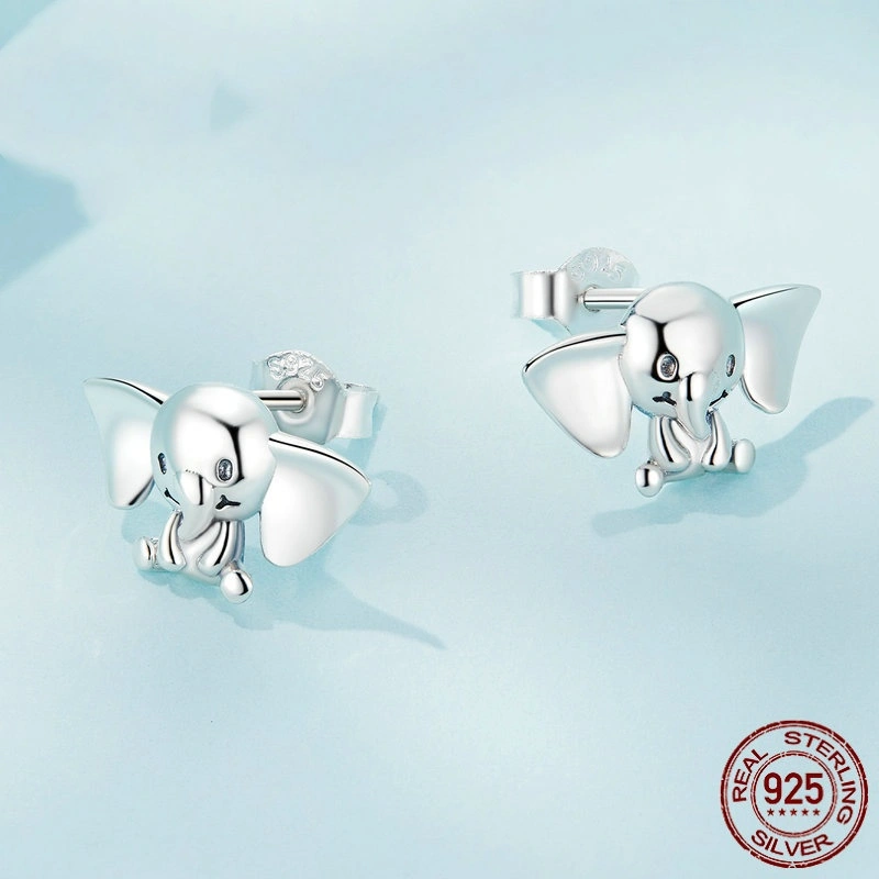 S925 Sterling Silver Elephant Stud Earrings Adorkable Childhood Animal