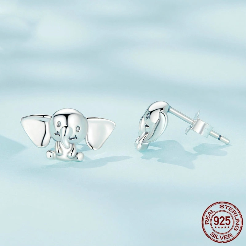 S925 Sterling Silver Elephant Stud Earrings Adorkable Childhood Animal