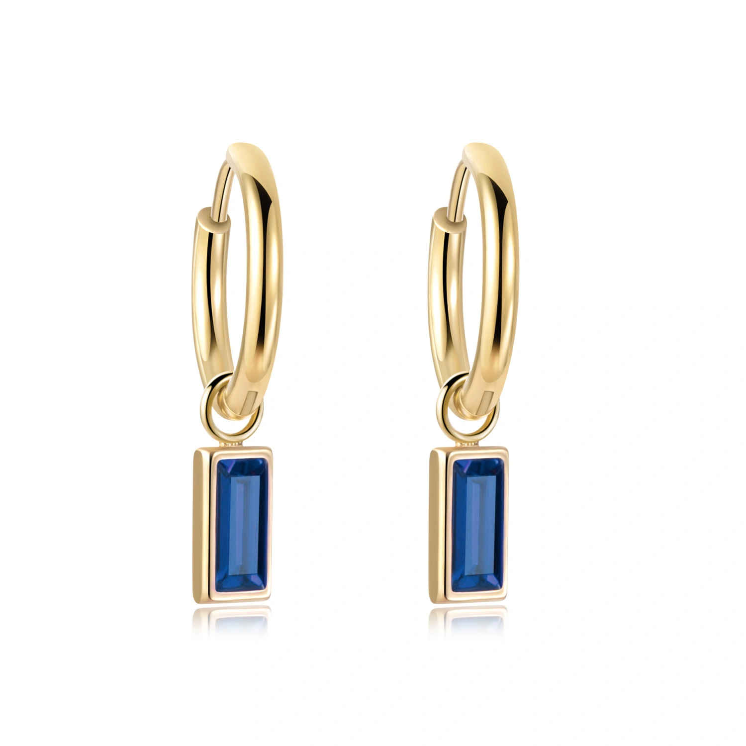 Emerald Square Zircon Earrings Titanium Steel Simple