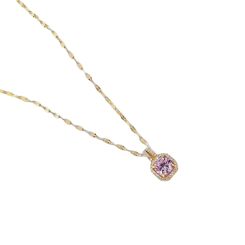 Women's Korean Fashion Square Diamond Necklace