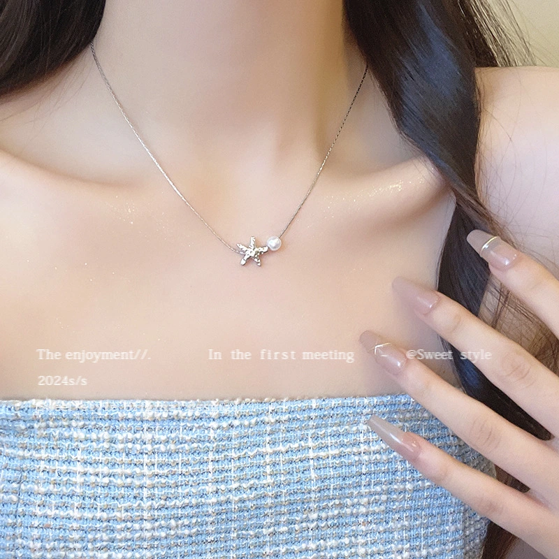 Niche Starfish Pearl Necklace For Women Simple