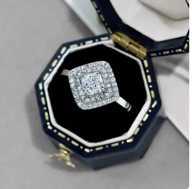 European And American Sterling Silver Female Ring Yellow Zircon