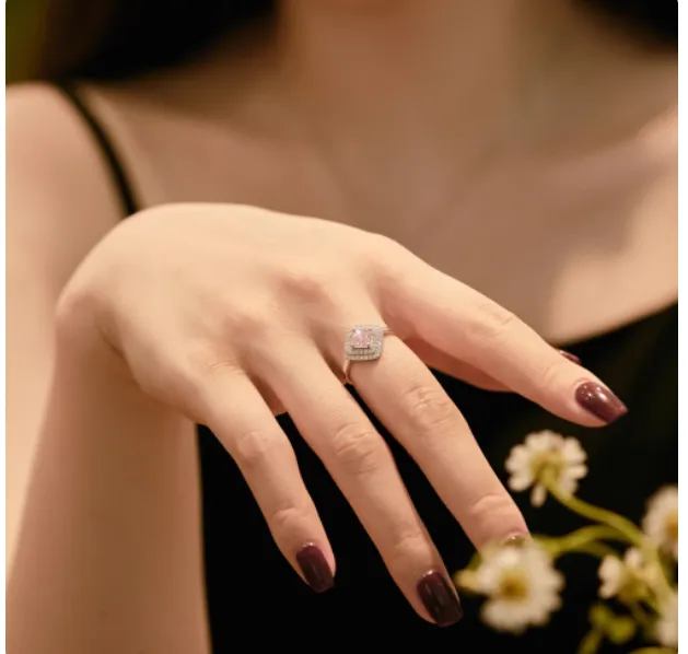 European And American Sterling Silver Female Ring Yellow Zircon