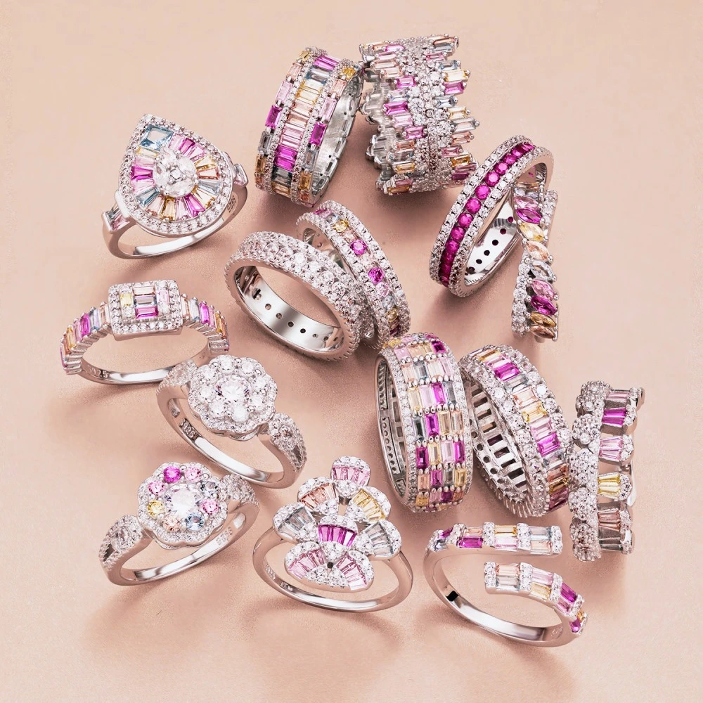 S925 Sterling Silver Colored Dopamine Zircon Ring