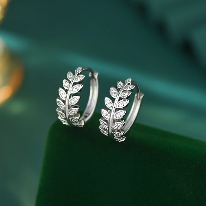 Fashion Micro Inlay Full Diamond Olive Branch Earrings For Women