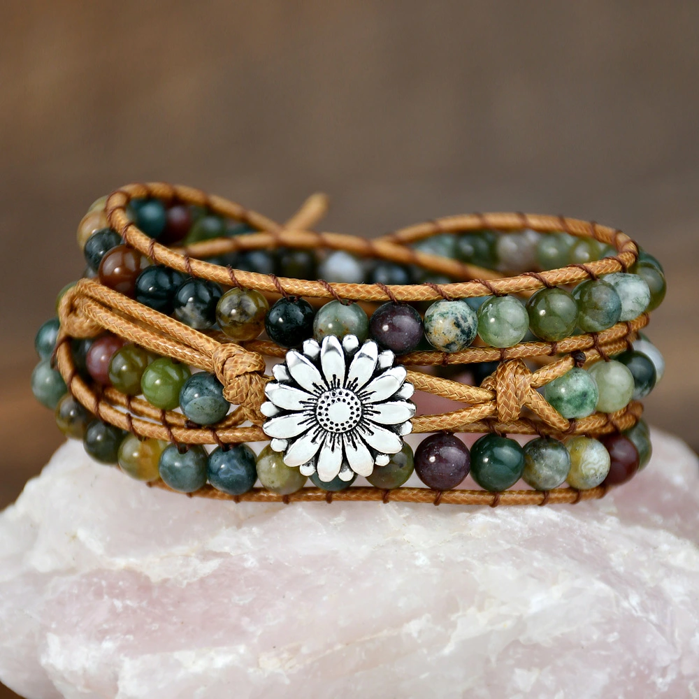 Ethnic Style Personality Handmade Woven Hand Strap European And American Small Many Layered Wear Agate Bracelet
