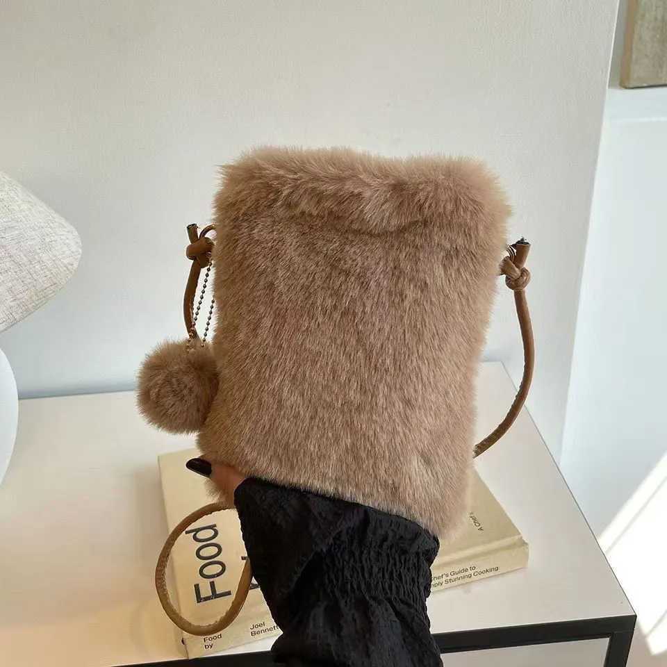 Solid Color Plush All-match Crossbody Coin Purse