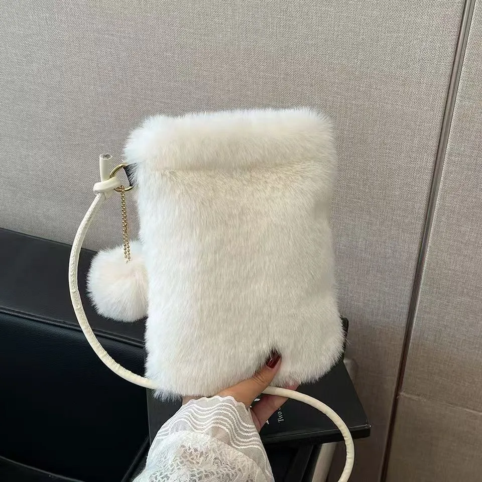 Solid Color Plush All-match Crossbody Coin Purse