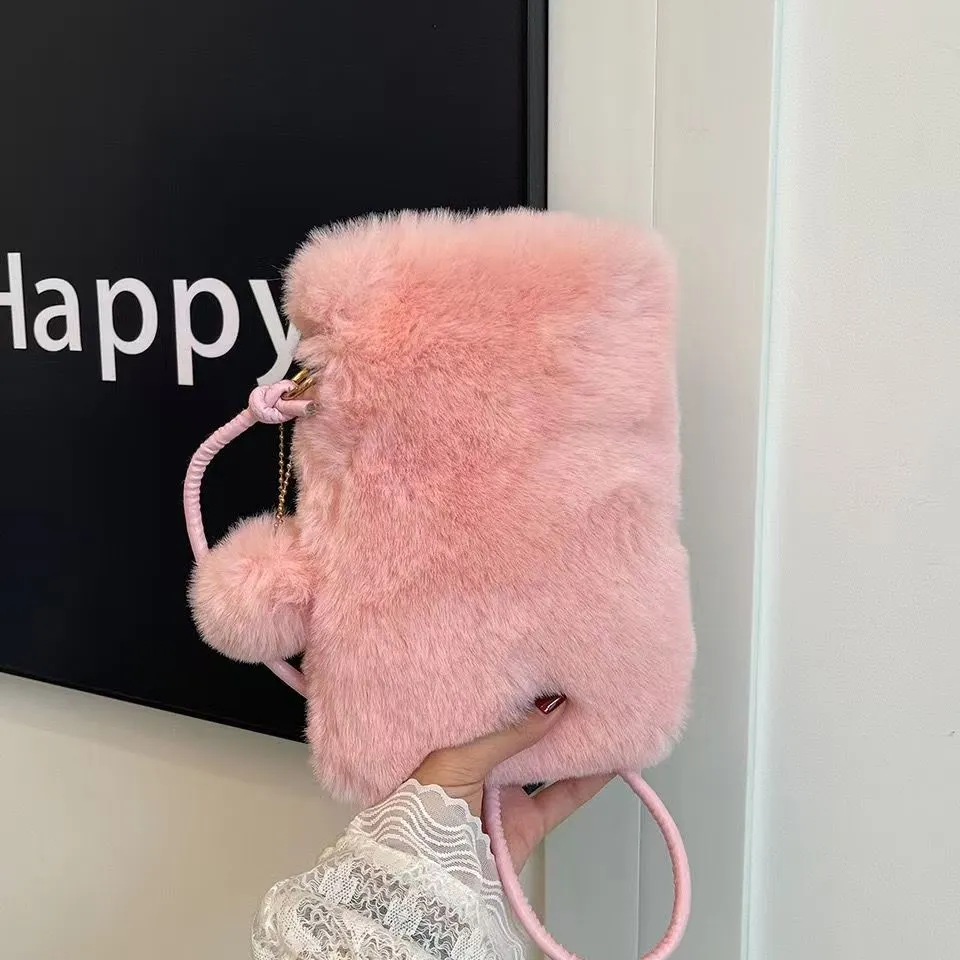 Solid Color Plush All-match Crossbody Coin Purse