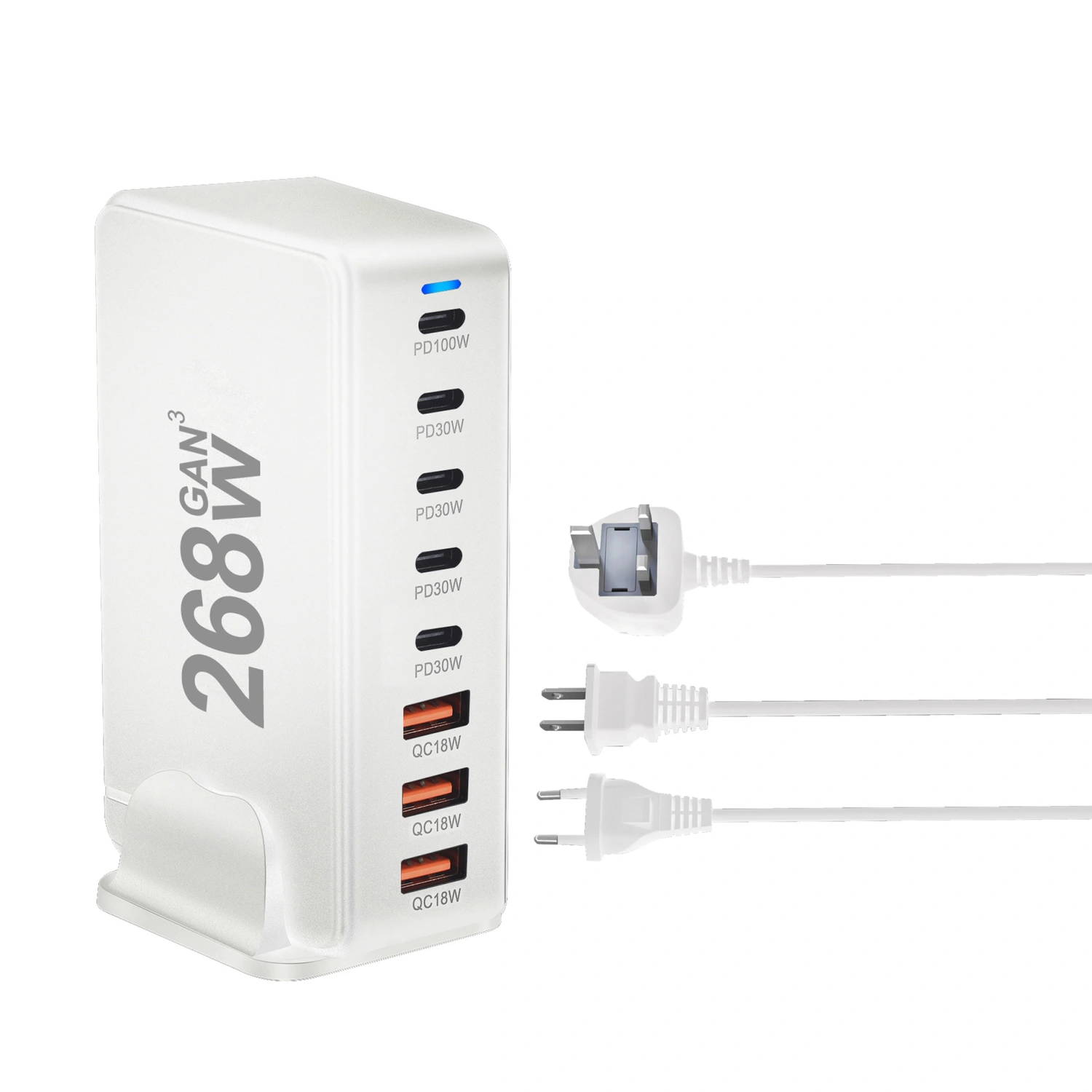 268W Gallium Nitride PD ChargerMulti-functional Desktop 5 C3A New 8-port Adapter