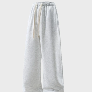 Drawstring Sports Pants Pockets Micro Elastic Knitted Fabric Breathable Straight Casual Long