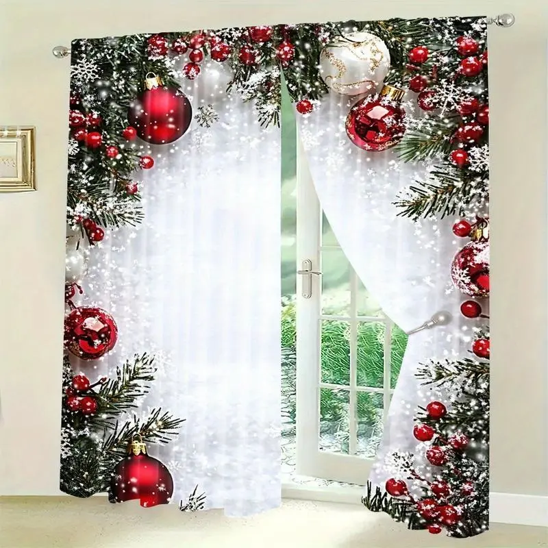 Christmas Red Light Cartoon Digital Printing Dustproof Curtain