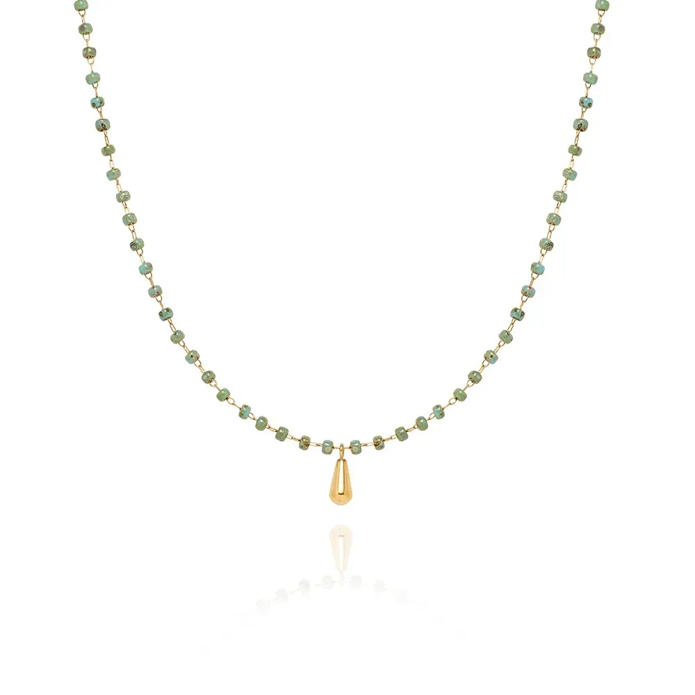 European And American-style Dopamine Titanium Steel Natural Stone Necklace
