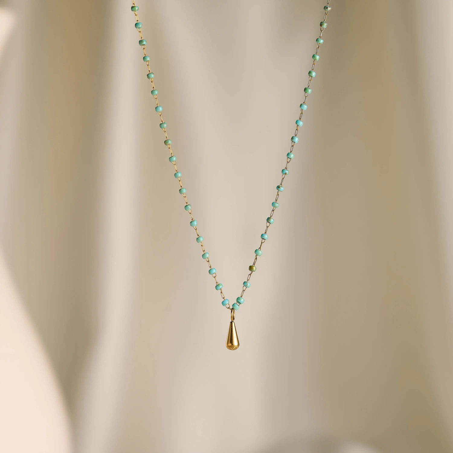 European And American-style Dopamine Titanium Steel Natural Stone Necklace