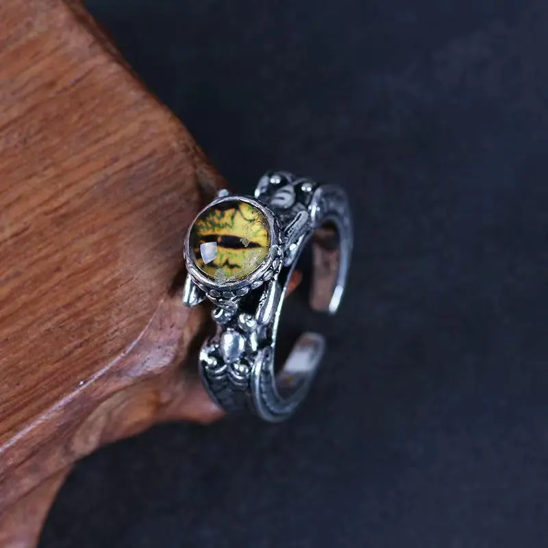 Fashion European And American Style Rock Personality Men And Women Inlaid Skull Magic Eye Hip Hop Ring